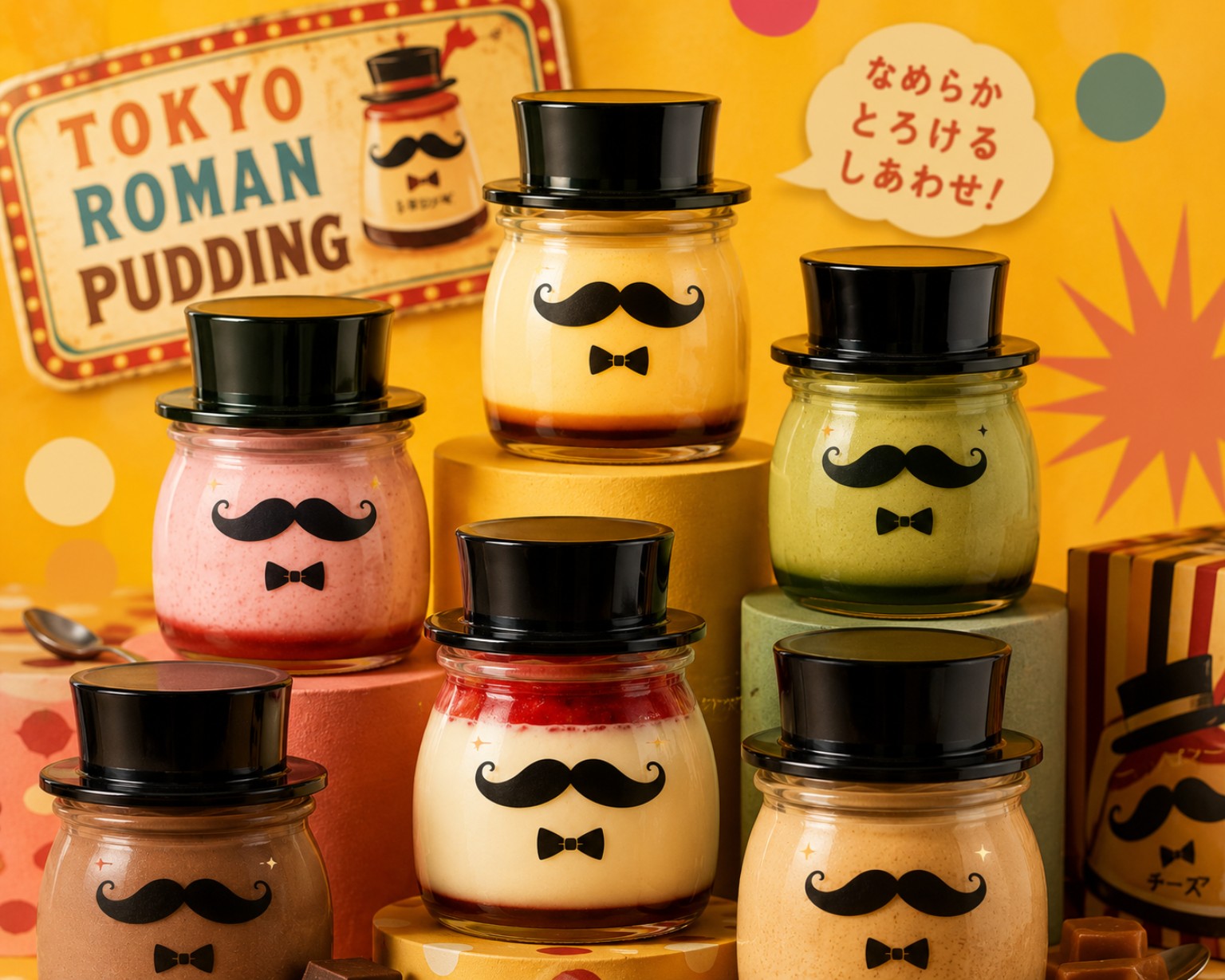 ハットを被せた瓶が特徴の東京喫茶プリン